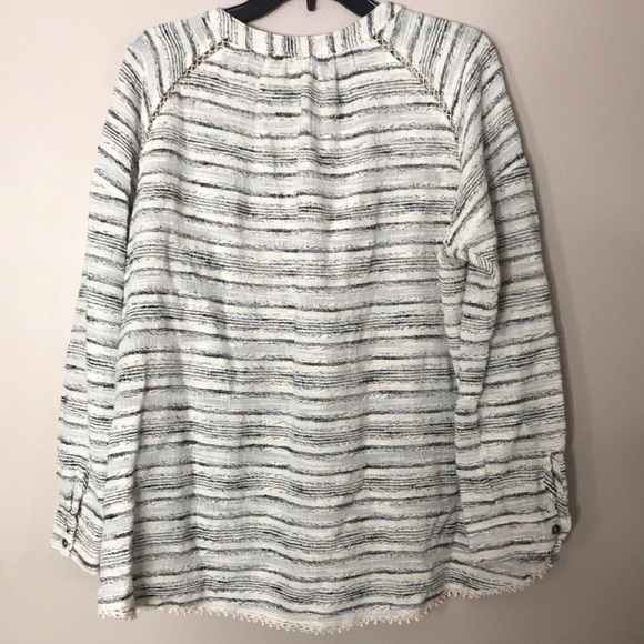 Free People ladies Summer Tweed Hideaway Henley Ivory Striped Top size small - Picture 11 of 13